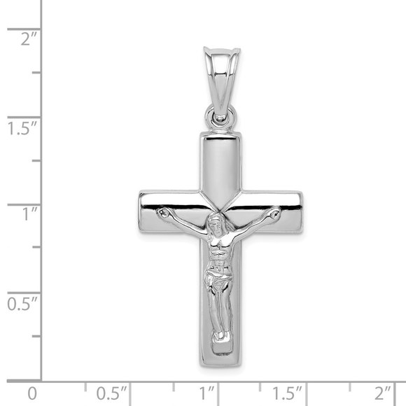 Million Charms 925 Sterling Silver Rhodium-plated Hollow Latin Crucifix Pendant - Picture 4 of 4